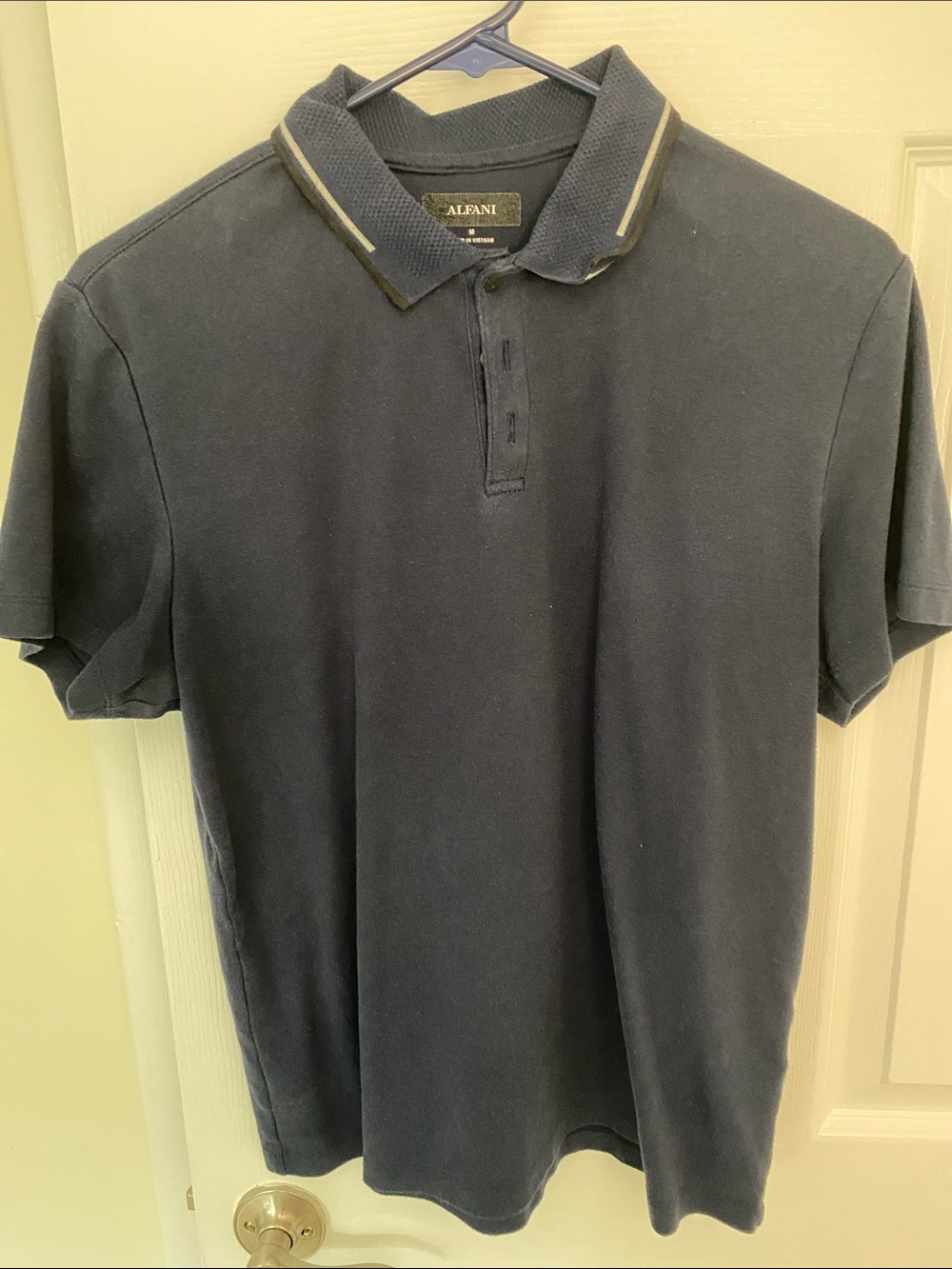 Alfani Men's Dark Navy Polo with Contrast Stripe Collar